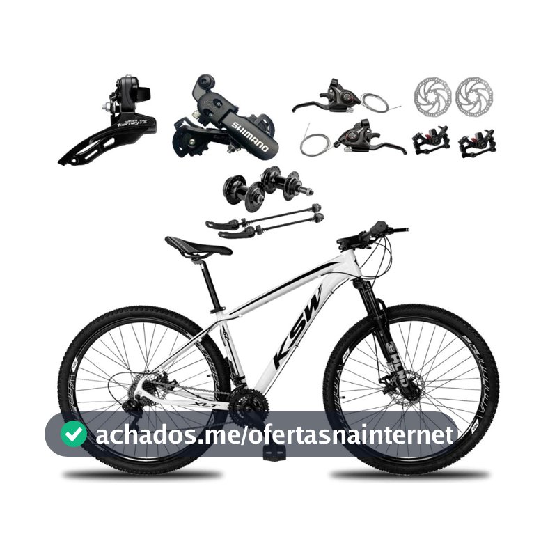 BICICLETA ARO 29 KSW XLT100 24 VELOCIDADES FREIO A DISCO SUSPENSÃO QUADRO EM ALUMÍNIO