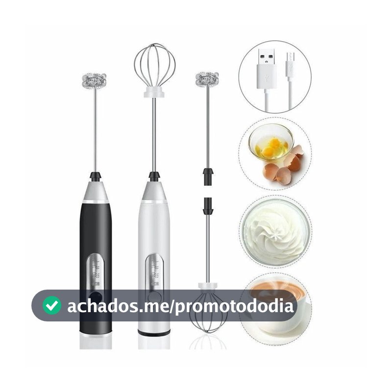 Batedor Misturador Mixer Elétrico para Bebidas Leite Café Clara de Ovo 2 em 1