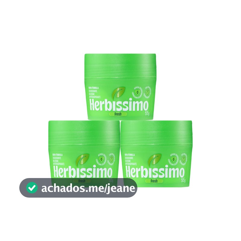 Kit Desodorante Em Creme Antitranspirante Herbíssimo Fresh 55g (3 unidades)