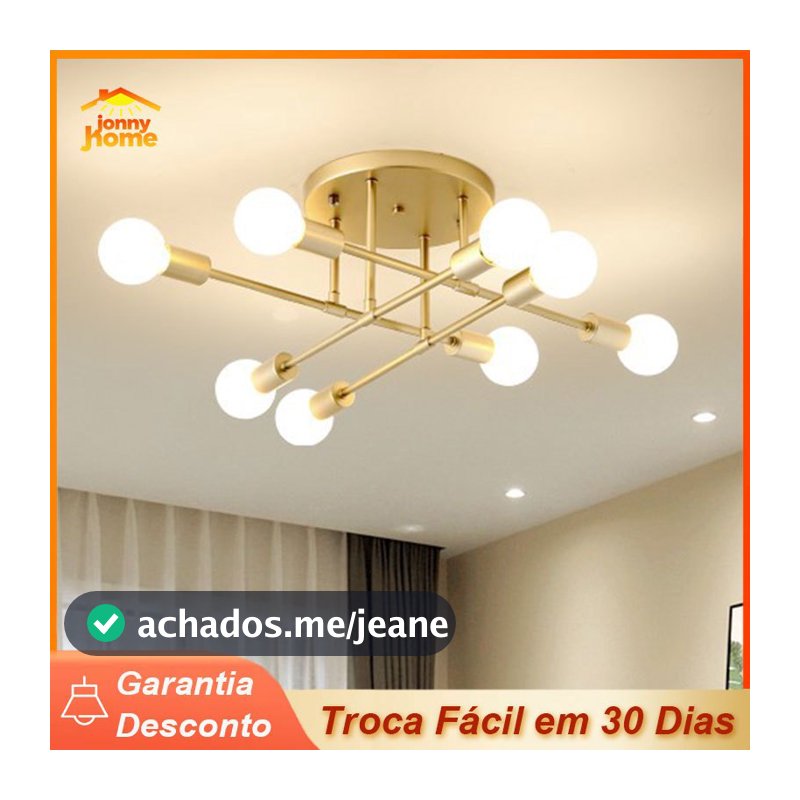 Lustre Moderno Lâmpada De Teto Semi-Embutida Iluminação De Ouro Antiga Nórdica Decorativa De Casa
