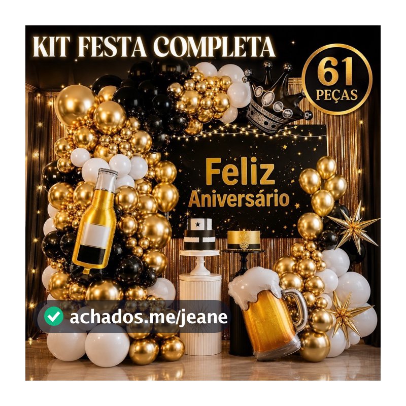 Kit Decoração de Aniversário - Festa completa - 61 PEÇAS com balões,painel,cortina.