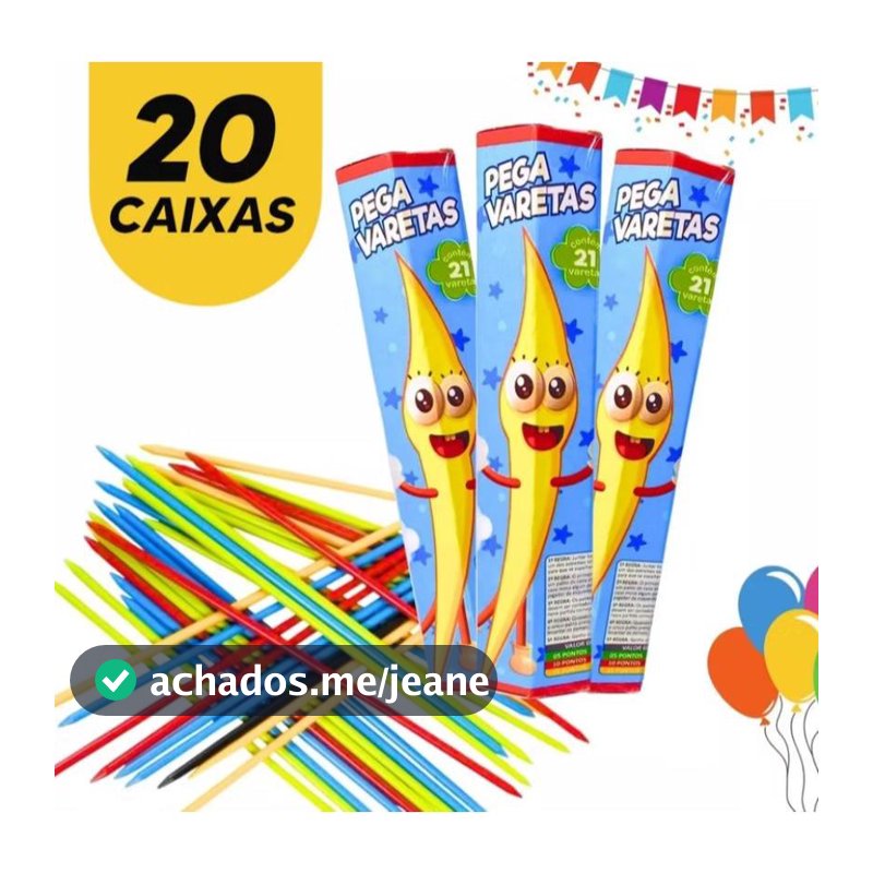 20 Caixas Pega Vareta Colorido p/ Lembrancinha Infantil Aniversário Dia das Crianças Barato Oferta
