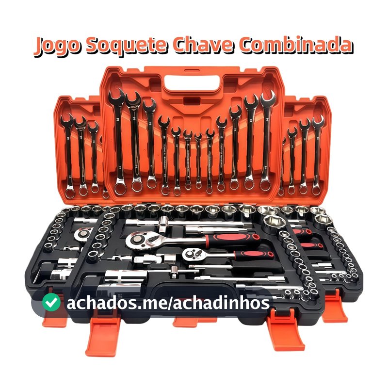 Kit Ferramenta Jogo Soquete Chave Combinada Catraca 61 Pcs