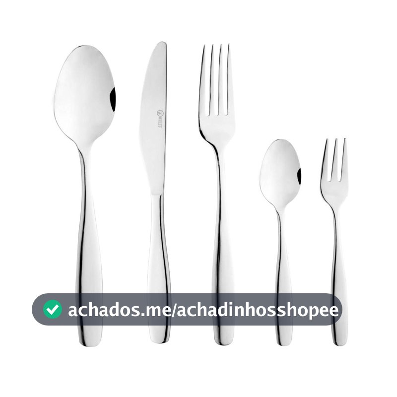 Faqueiro de Aço Inox 30 Peças Cannes Wolff para Talheres Sobremesa Requintado Sofisticado Completo Restaurante Refeições
