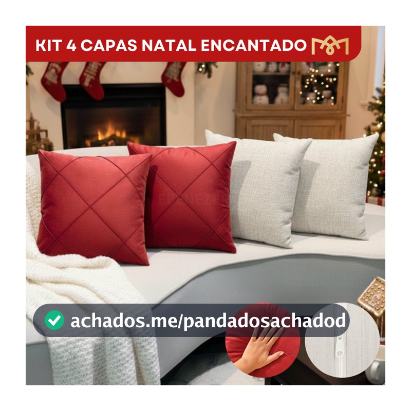 Kit Capas Almofadas Natal Linho E Suede Premium Toque Macio Decoração Elegante Diversas Combinações