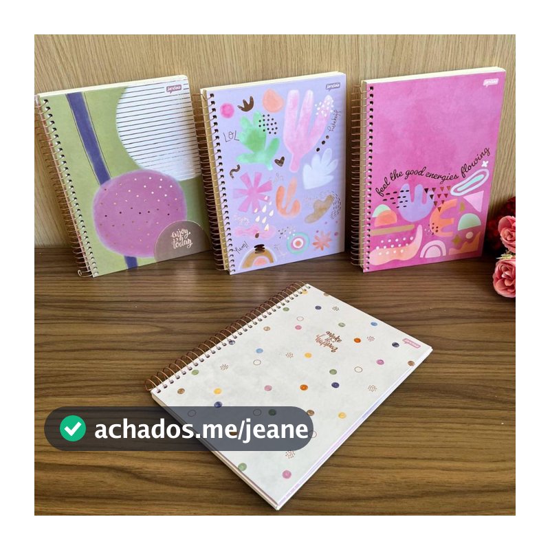 Caderno Colegial La Creme Capa Dura com Adesivos – 1 e 10 Matérias – Espiral Luxo