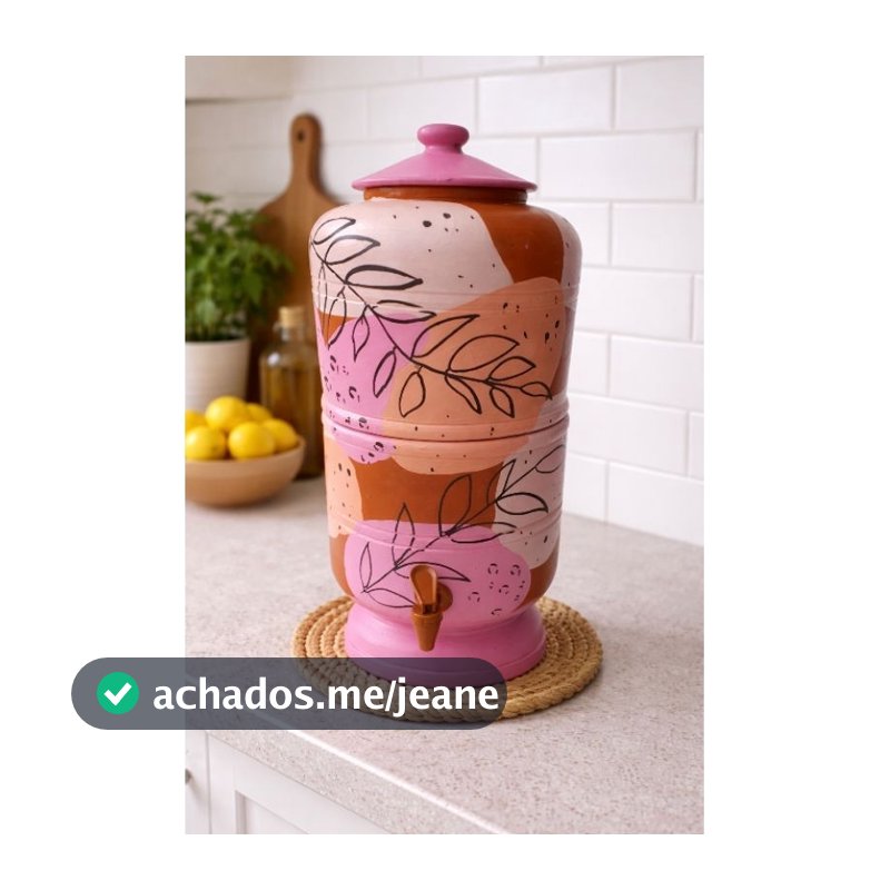 Filtro de Barro Decorado 18 Litros 2 velas – Rosa Ramos preto Harmonia e água natural