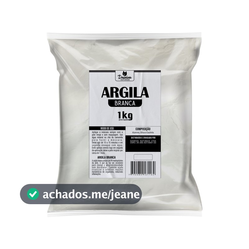 Argila branca 1kg Poder Clareador Mascara Facial Skin Care