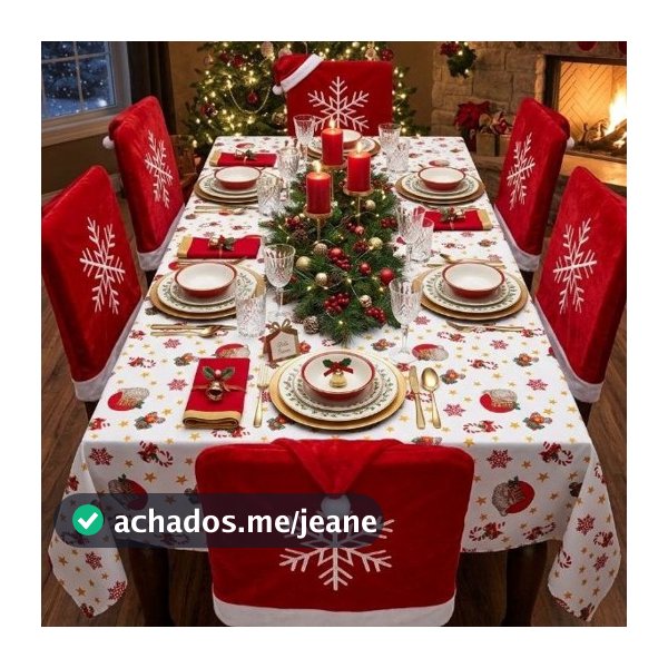 Toalha Forro para Mesa Retangular 6 lugares 2,00x1,40 metros tema natalino Papai Noel Oxford Importado envio imediato