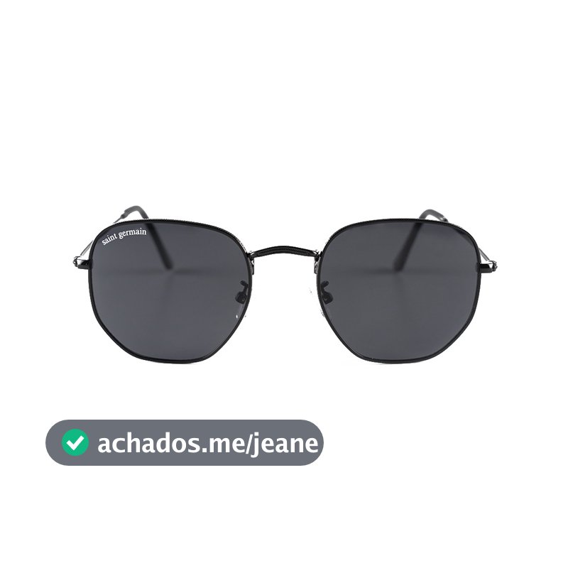 Óculos de Sol Preto Hexagonal Quadrado Harbor Full Black UV