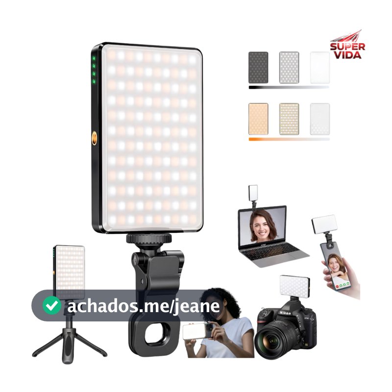 Luz de Selfie Magnética Portátil 3 Tons de Luz Dupla Face CRI≥90 para Selfies e Gravação de Vídeos
