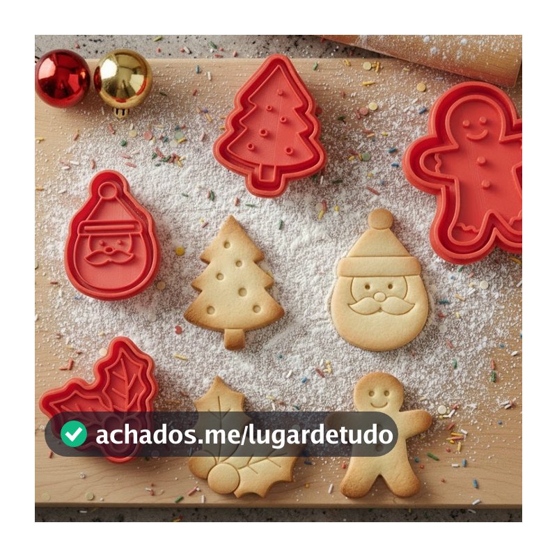 🎄🎅 Azevinho Papai Noel, Arvore de Natal e Boneco de Gengibre Cortador Biscoito Pasta Americana 4 pçs 6 e 8cm Confeitaria