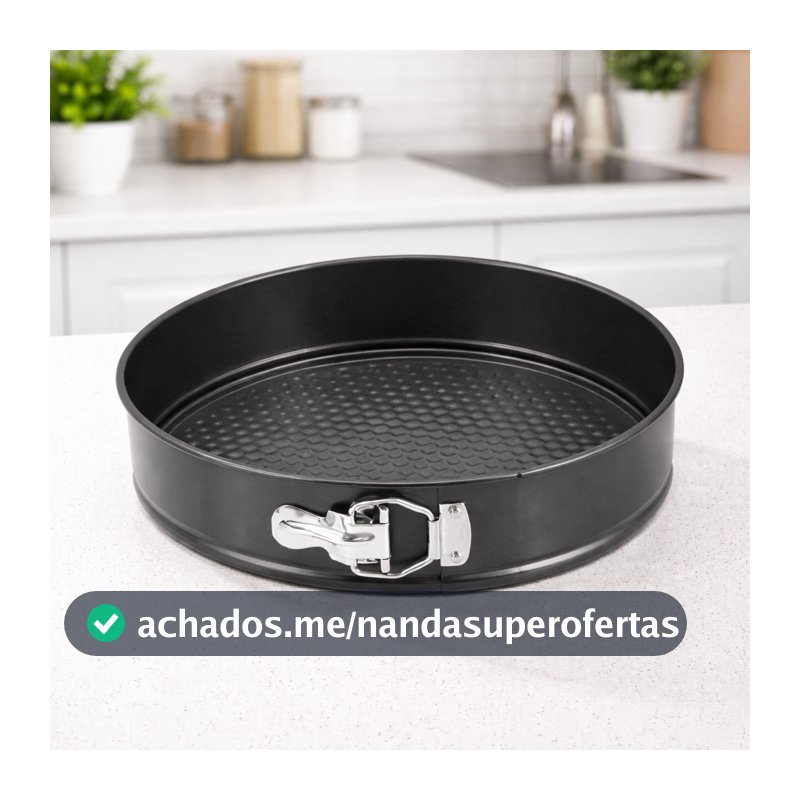 Forma Assadeira Desmontável Fundo Removível Teflon Bolo Massas Redonda 24, 26 ou 28cm