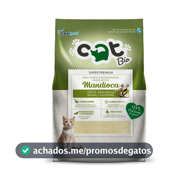 Areia Higiênica Biodegradável para Gatos - Catbio Mandioca - Forma Torrão, Sem Odor, Super Premium