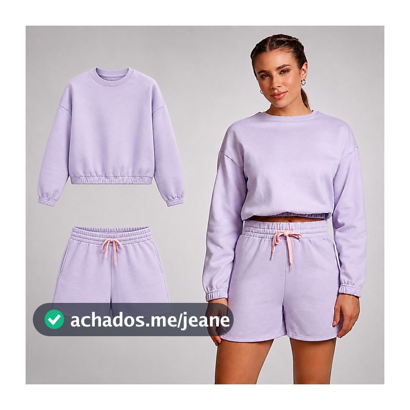 Lovito Vita Conjunto Moletom Blusa e Shorts Esportivo SEB20182048