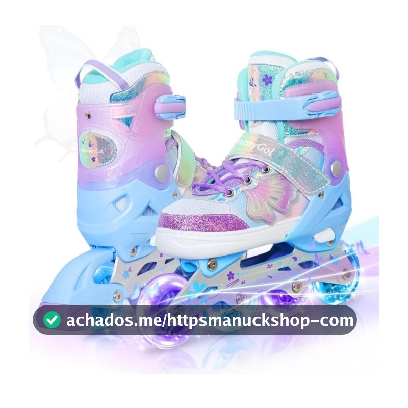 🛼✨ PATINS DE LED borboleta inline - DIVERSÃO, ESTILO E MUITO BRILHO/ KIT PROTEÇAO ✨🛼