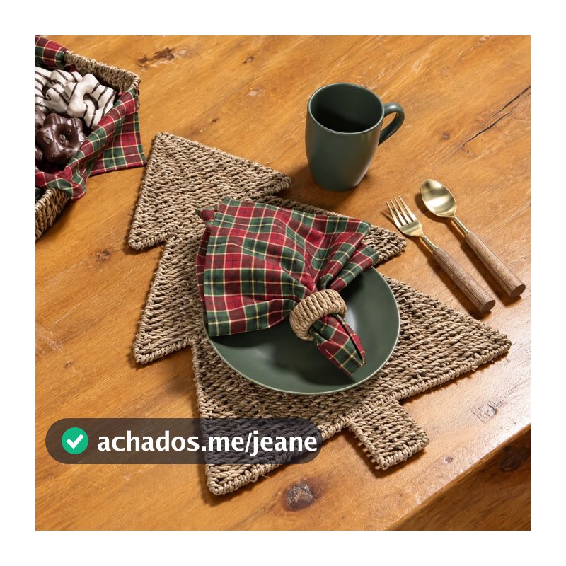 JOGO AMERICANO NATALINO PINHEIRO EM GRAMA MARINHA 45X37CM COPA & CIA