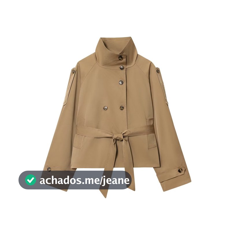 Trench Coat Com Cordão Duplo Manga Comprida Botões Marrom 202604