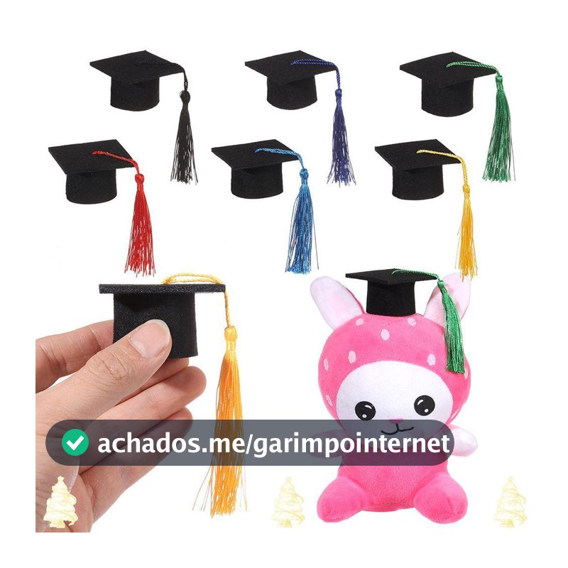 6 Peças Mini Chapéu De Formatura Boneca Decoração Flores Boné De Doutorado