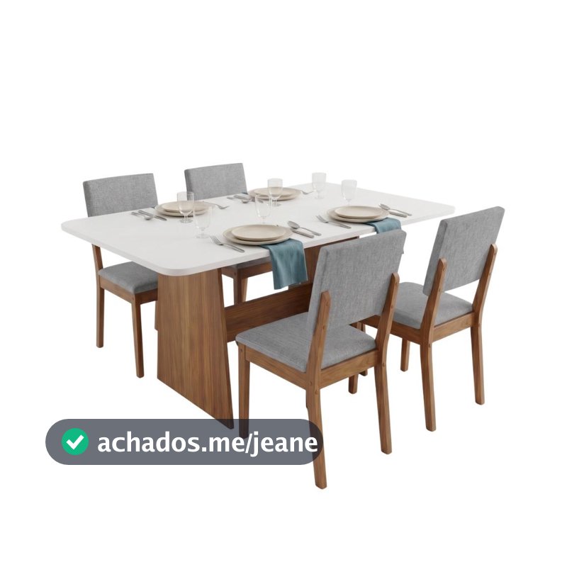 Conjunto Sala de Jantar Mesa 1,20m Maira 4 Cadeiras Linda