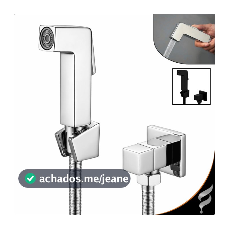 Ducha Higiênica Chuveirinho Metal e ABS Para Banheiro Privada Completa 1/4 De Volta Cromada Bidê