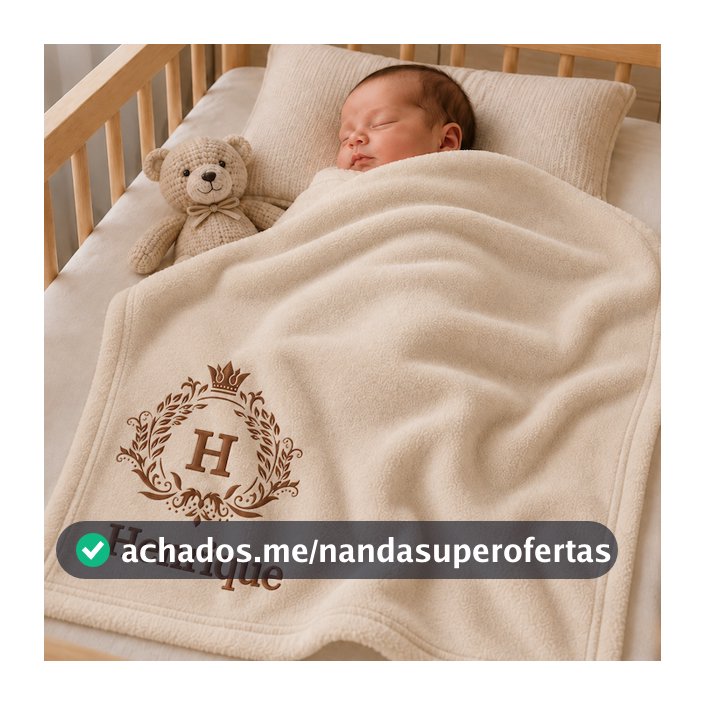 Manta Bebê Personalizada com Nome do Bebê Macia Microfibra Antialérgico Enxoval Soft