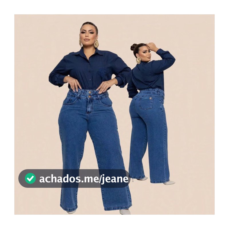 Calça Jeans Wide Leg Plus Size com Cós duplo Tamanhos 44 ao 60 (1048/24)