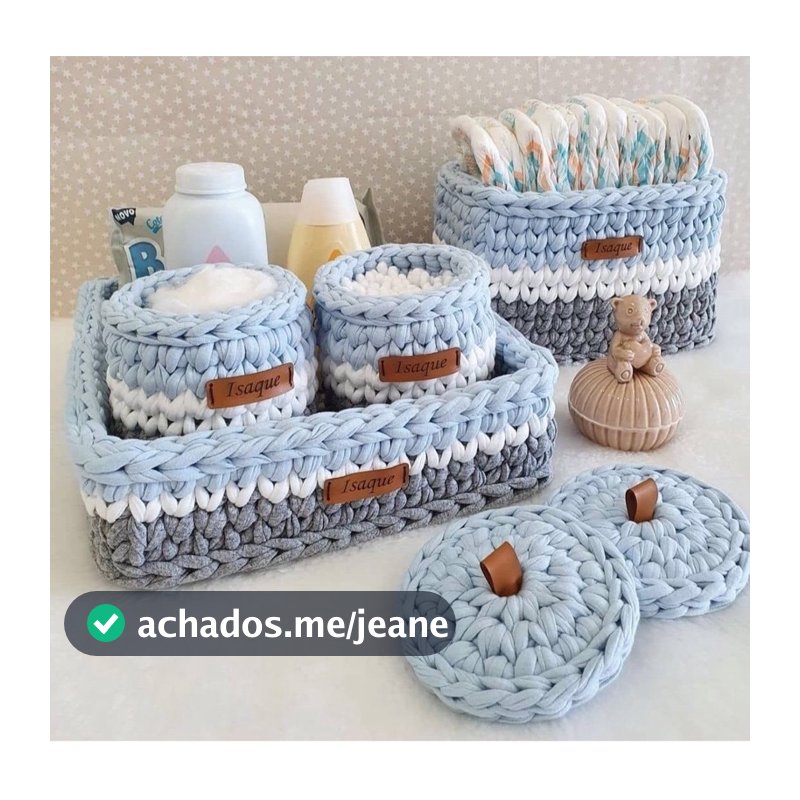 kit Higiene bebê 4 peças em fio de malha! personalizado com nome do bebê enxoval maternidade