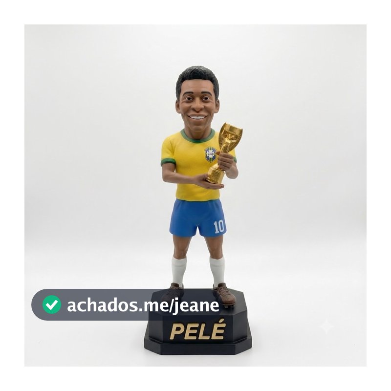 Boneco Colecionável PELÉ Rei do Futebol Lenda do Futebol Brasileiro Miniatura Estatueta Colecionável 15cm