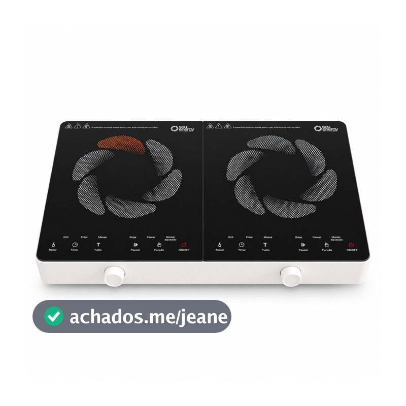 Fogão Cooktop 2 Bocas Indução Portátil 3500W Bivolt Sou Energy - Fogão Elétrico Mesa Digital e Timer
