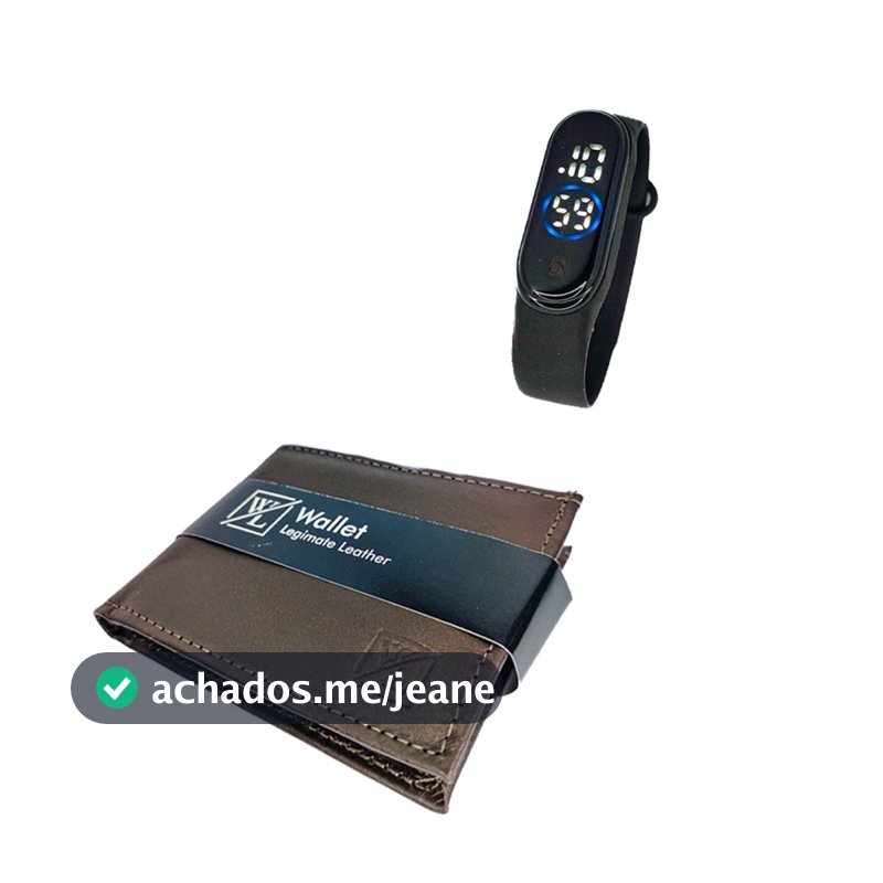 Combo Relogio +Carteira Masculina Couro Legítimo