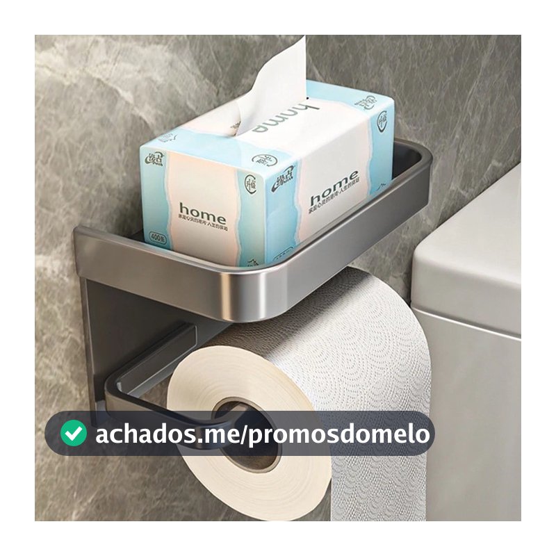 Suporte Papel Higiênico Premium Apoio Para Celular de Banheiro Fixo na Parede Sem Furos
