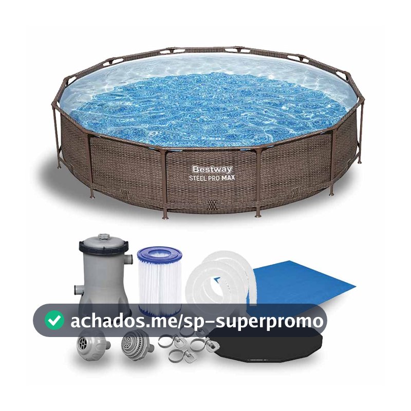 Piscina Estrutural 6.473 Litros Deluxe Circular + Bomba Filtrante + Capa + Forro Bestway