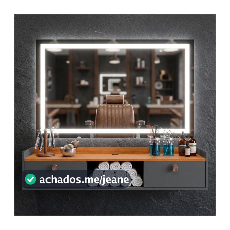 BANCADA BARBEARIA COM GAVETAS PORTAS BARBER POLE SUSPENSA PARA CORTE DE CABELO 7BARBA BOZZANO LIFE