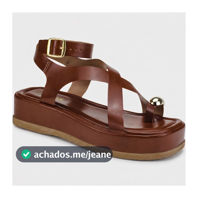 Sandália Feminina Shekinah Flatform Papete Plana Confortável Tiras Fivela Enfeite Metalizado Chique