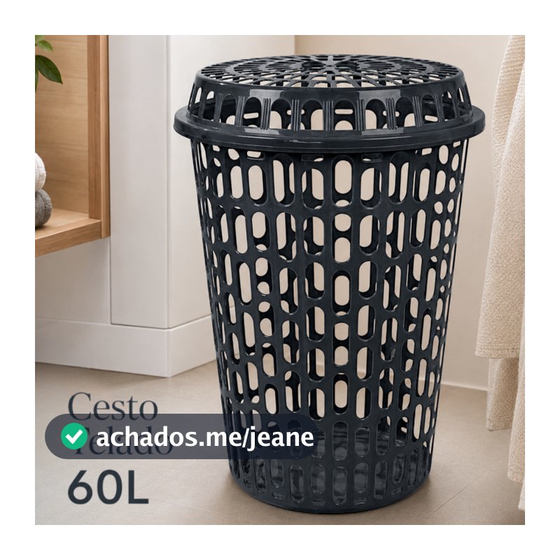 Cesto Para Roupas Organizador Telado 60 Litros Com Tampa Resistente Reforçado Em Promoção Arqplast