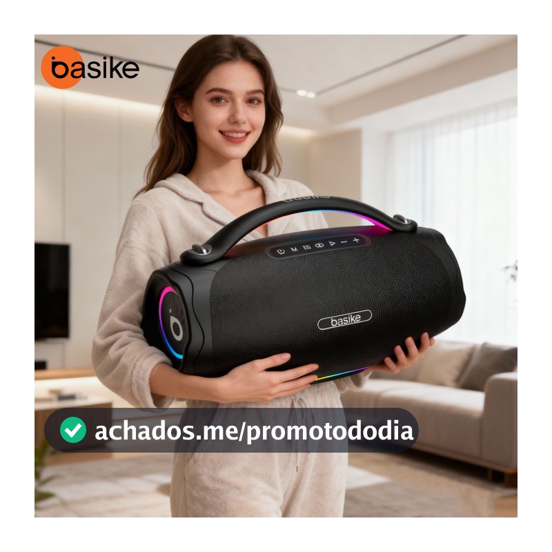 Basike caixa de som bluetooth grande 100W Boombox Plus 10H Portátil Subwoofer Com RGB IPX6 à prova d'água 360° Estéreo