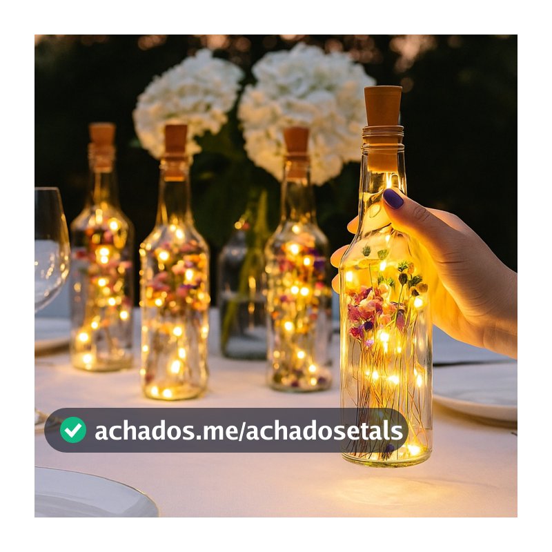 Decoração Aniversário Casamento Decoração Centro de Mesa 05 Garrafas Decoradas com Luz de LED