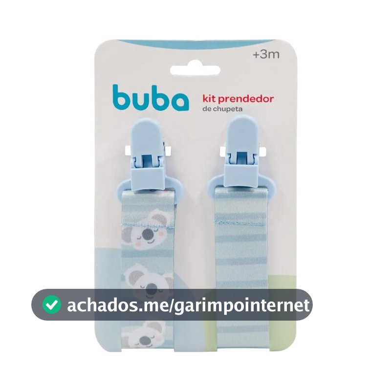 Kit 2 Prendedores de Chupeta Buba Com Clip Trava Coala Azul