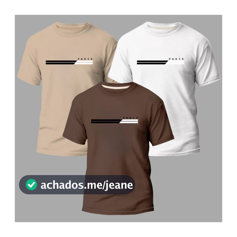 Kit 3 Camisas Blusas Masculinas 100% Algodão Premium Academia Conforto Moda Casual Street Paris