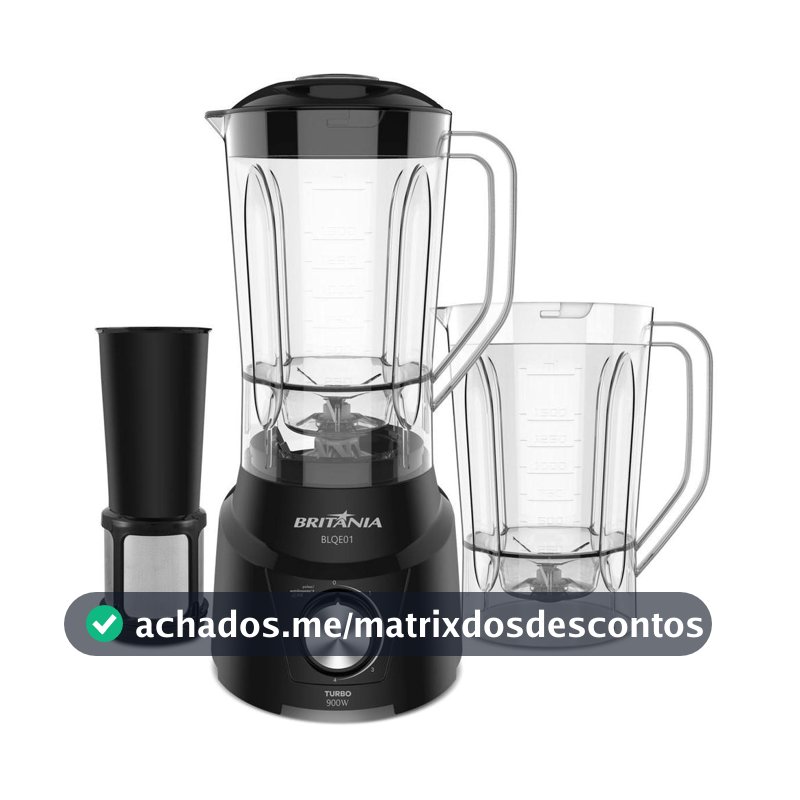 Liquidificador Britânia 900W 2,6L 4 Velocidades Preto BLQE01