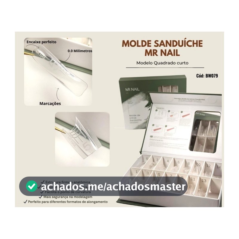 Estojo 240 Moldes Mr Nail Duplo F1 Sanduíche