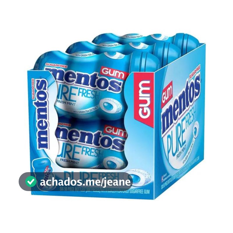 Cx 6 Chiclete Mentos Pure Fresh Mint Big Garrafa 46p - 92g