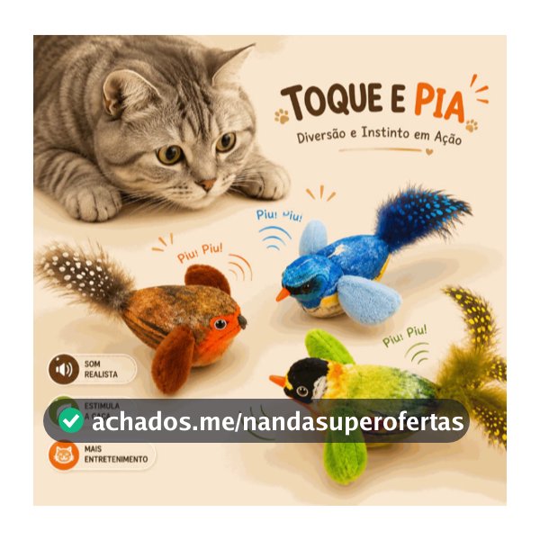 Brinquedo Pássaro Interativo para Gatos com Som Realista Catnip Pena Brinquedo Mordedor Caça Diversão Pet