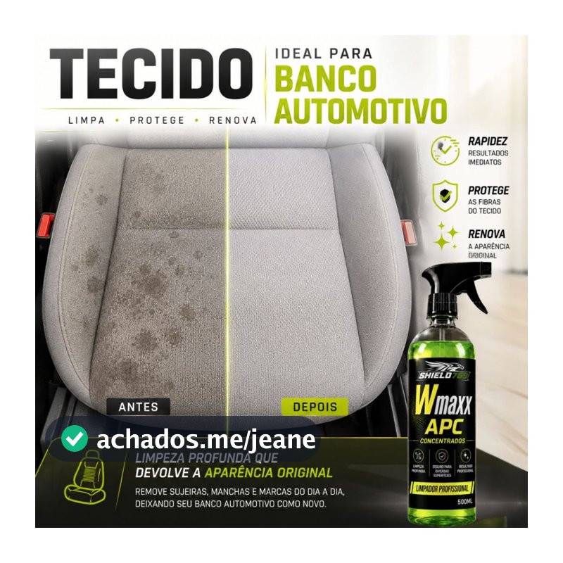 Limpa Estofado Automotivo Multiuso APC 500ml Wmaxx Concentrado - Higienização Bancos Tetos