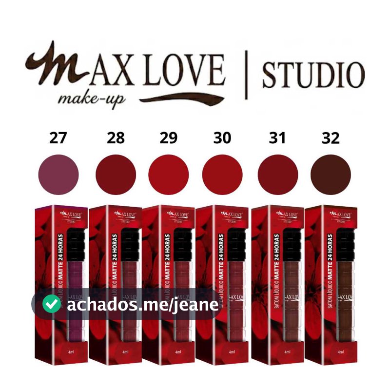 Batom Matte Líquido 24 horas Max Love Escolha as Cores Promoção Batons Vinho Vermelho Rosa Nude