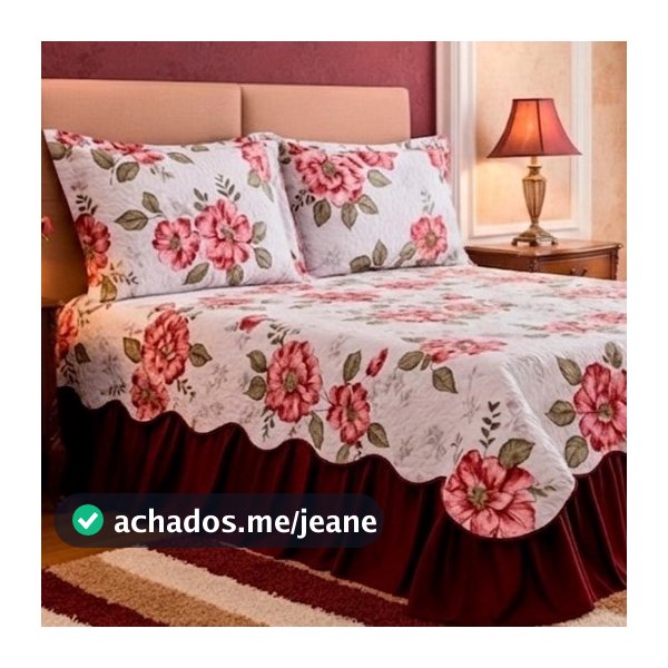 QUEEN Cobre Leito Colcha BELIZE Luxo 03 Peças - Acompanha Fronha Porta Travesseiro e Saia Exclusiva