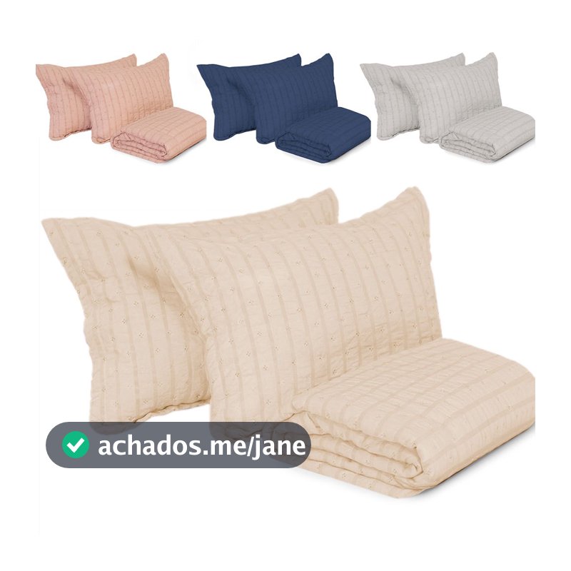Kit Cobre Leito Queen 3 Peças Texturizado Micro Percal Ultrassônico BF Colchões
