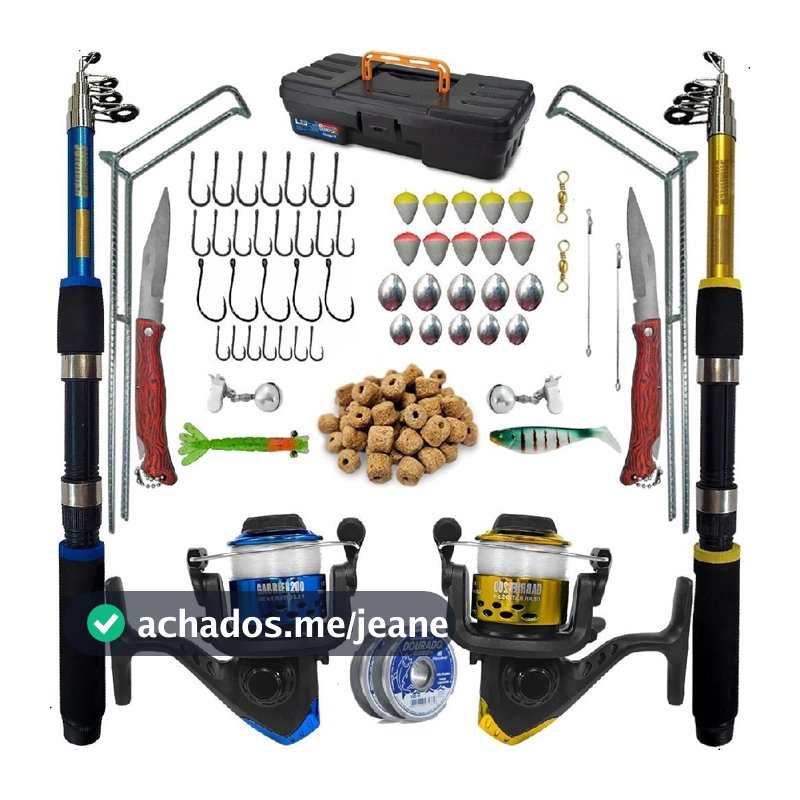 Kit De Pesca Completa 2 Varas Telescópica 2 Molinete E Itens