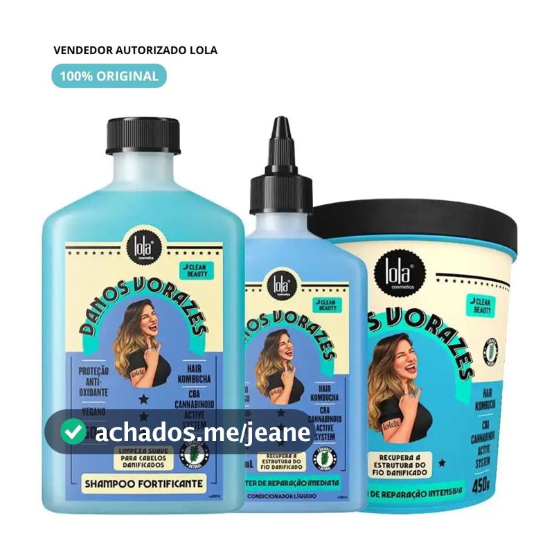 Kit Lola Cosmetics Danos Vorazes - Shampoo e Máscara de Reconstrução e Booster 250ml